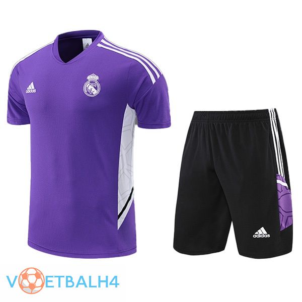 Real Madrid Training T Shirt + korte broek paars 2022/2023