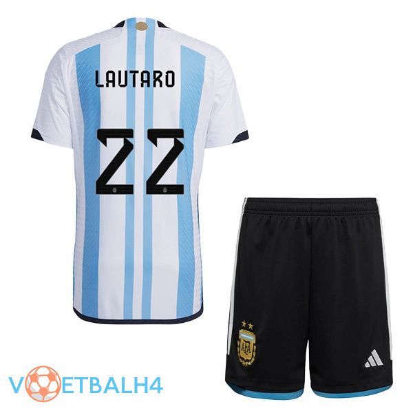 Argentinië (LAUTARO 22) kinderen voetbal jersey thuis blauw wit voetbal wereldbeker 2022