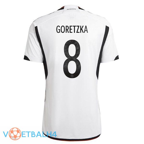 Duitsland (GORETZKA 8) voetbal jerseys thuis zwart wit wereldbeker 2022