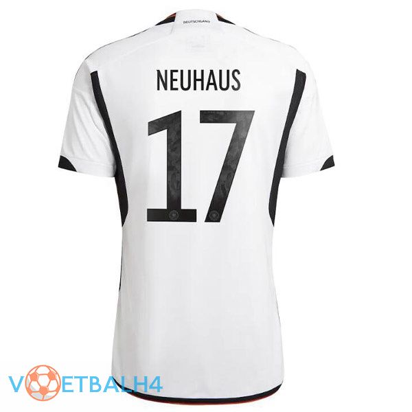 Duitsland (NEUHAUS 17) voetbal jerseys thuis zwart wit wereldbeker 2022