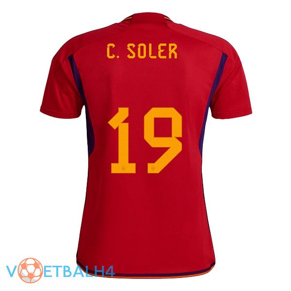 Spanje (C. SOLER 19) voetbal jerseys thuis rood wereldbeker 2022