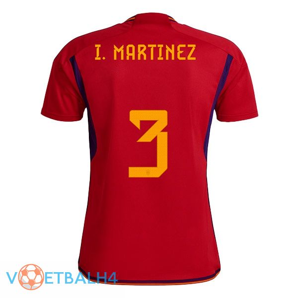 Spanje (I. MARTINEZ 3) voetbal jerseys thuis rood wereldbeker 2022