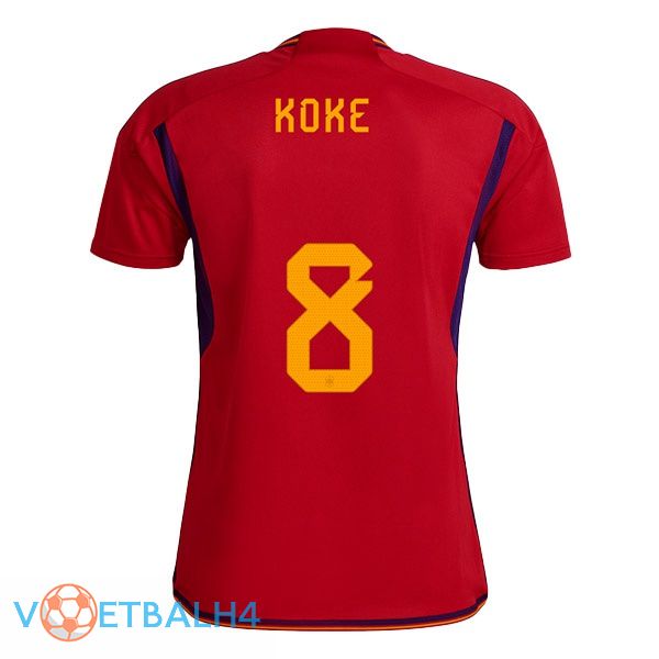 Spanje (KOKE 8) voetbal jerseys thuis rood wereldbeker 2022