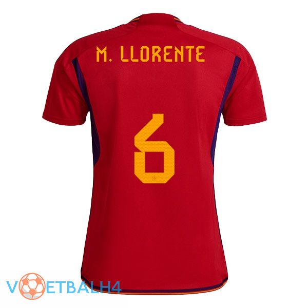 Spanje (M.LLORENTE 6) voetbal jerseys thuis rood wereldbeker 2022