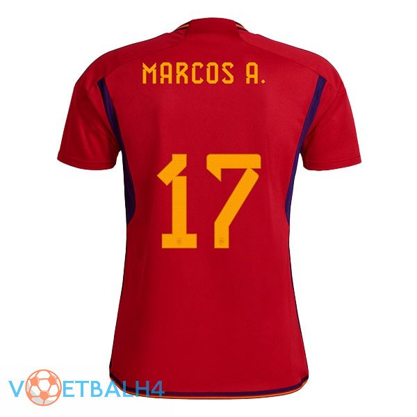 Spanje (MARCOS A. 17) voetbal jerseys thuis rood wereldbeker 2022