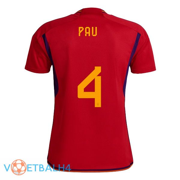 Spanje (PAU 4) voetbal jerseys thuis rood wereldbeker 2022