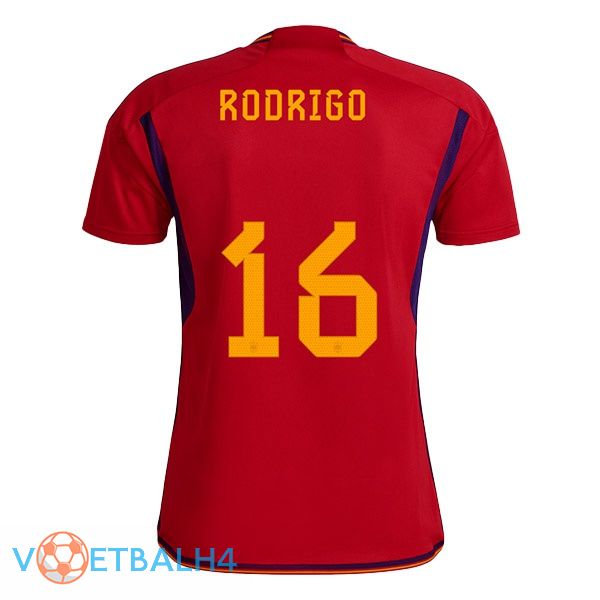 Spanje (RODRIGO 16) voetbal jerseys thuis rood wereldbeker 2022