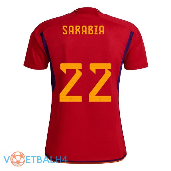 Spanje (SARABIA 22) voetbal jerseys thuis rood wereldbeker 2022