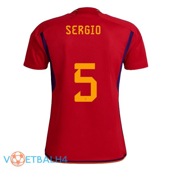 Spanje (SERGIO 5) voetbal jerseys thuis rood wereldbeker 2022