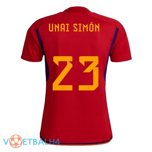 Spanje (UNAI SIMÓN 23) voetbal jerseys thuis rood wereldbeker 2022