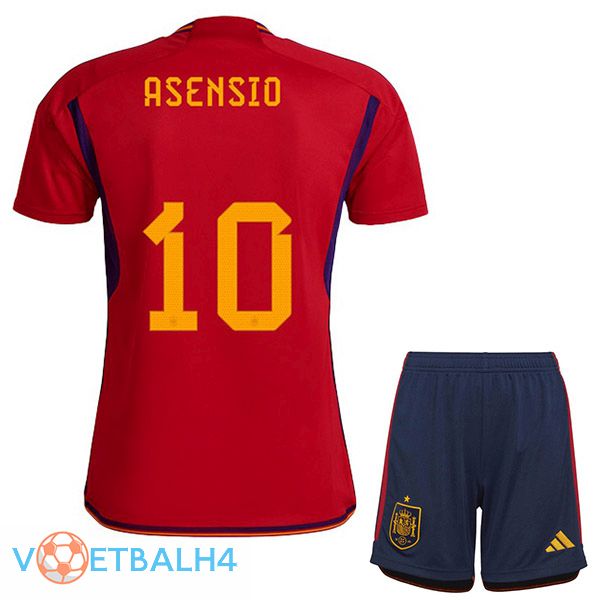 Spanje (ASENSIO 10) kinderen voetbal jerseys thuis rood wereldbeker 2022