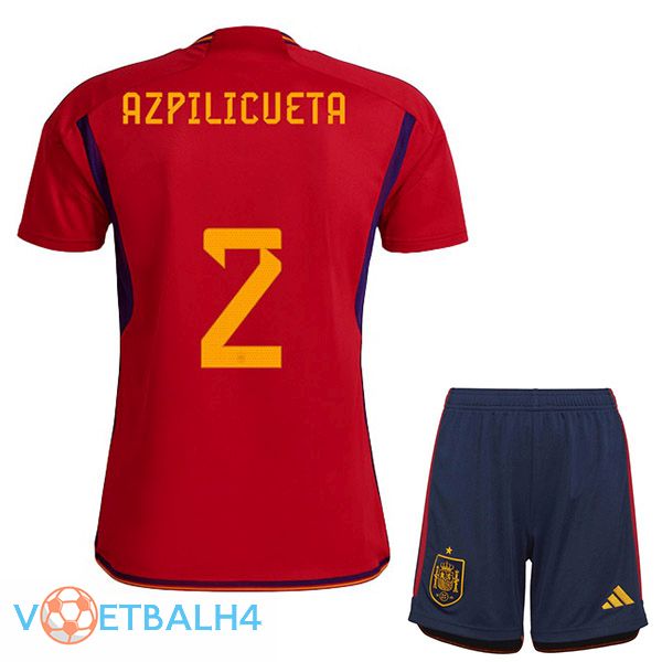 Spanje (AZPILICUETA 2) kinderen voetbal jerseys thuis rood wereldbeker 2022