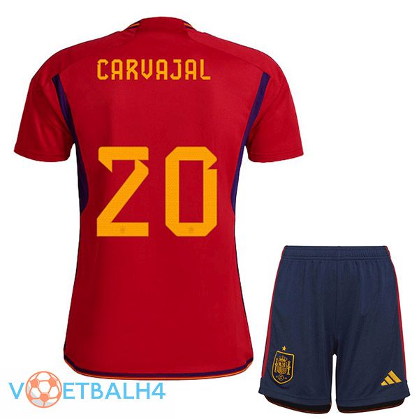 Spanje (CARVAJAL 20) kinderen voetbal jerseys thuis rood wereldbeker 2022