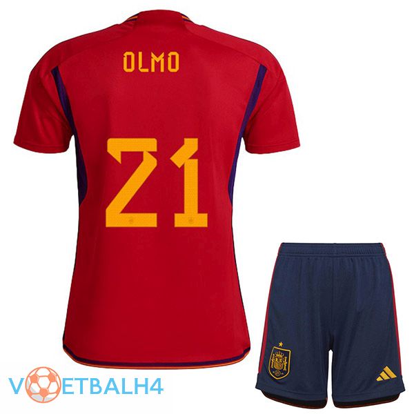 Spanje (OLMO 21) kinderen voetbal jerseys thuis rood wereldbeker 2022