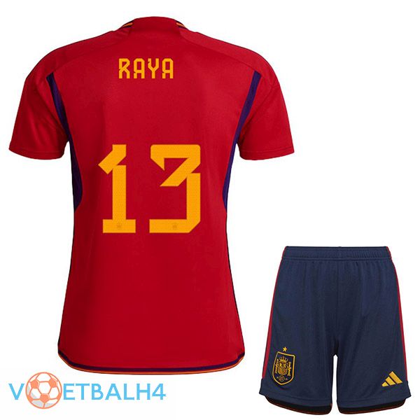 Spanje (RAYA 13) kinderen voetbal jerseys thuis rood wereldbeker 2022