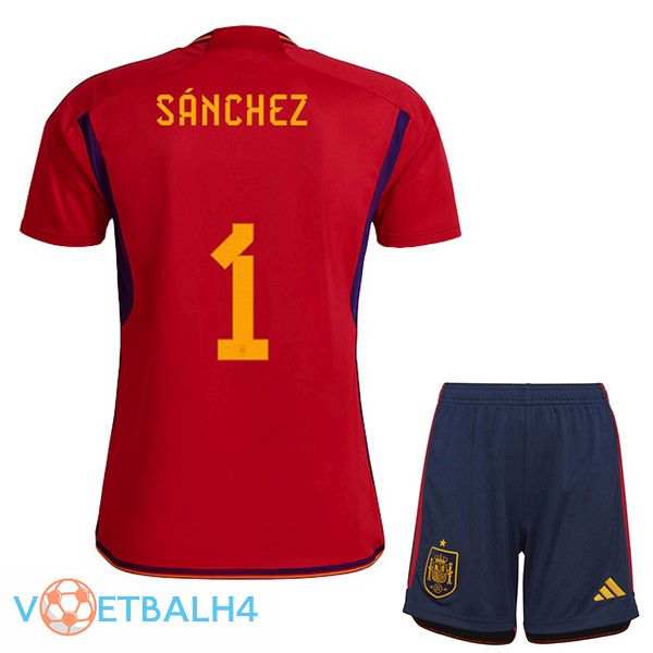 Spanje (SÁNCHEZ 1) kinderen voetbal jerseys thuis rood wereldbeker 2022