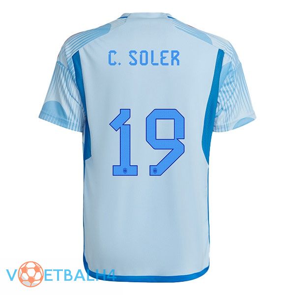 Spanje (C. SOLER 19) voetbal jerseys uit blauw wit wereldbeker 2022