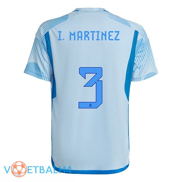 Spanje (I. MARTINEZ 3) voetbal jerseys uit blauw wit wereldbeker 2022