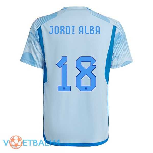 Spanje (JORDI ALBA 18) voetbal jerseys uit blauw wit wereldbeker 2022