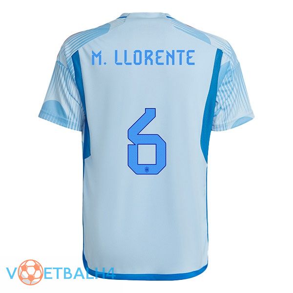 Spanje (M.LLORENTE 6) voetbal jerseys uit blauw wit wereldbeker 2022