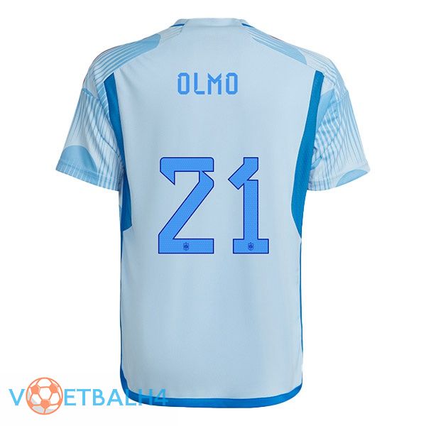 Spanje (OLMO 21) voetbal jerseys uit blauw wit wereldbeker 2022