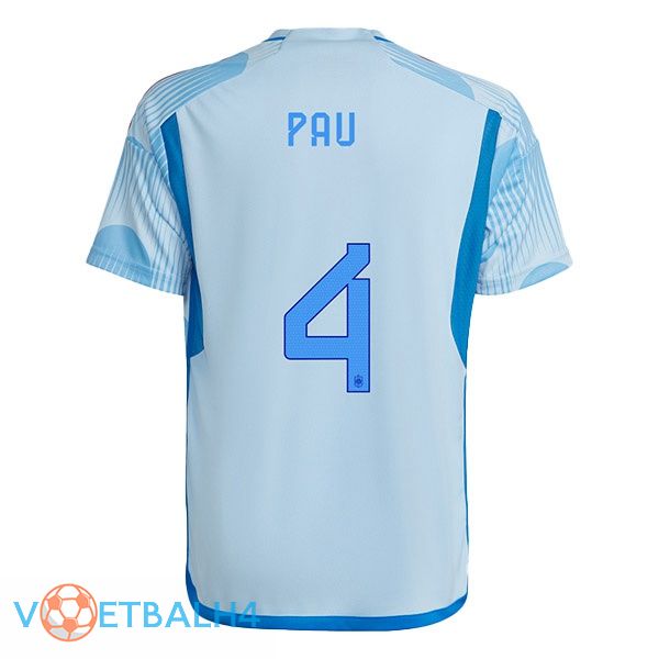 Spanje (PAU 4) voetbal jerseys uit blauw wit wereldbeker 2022