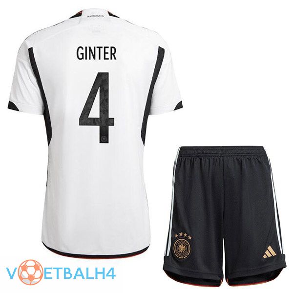 Duitsland (GINTER 4) kinderen voetbal jerseys thuis zwart wit wereldbeker 2022