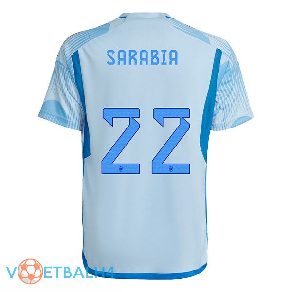 Spanje (SARABIA 22) voetbal jerseys uit blauw wit wereldbeker 2022