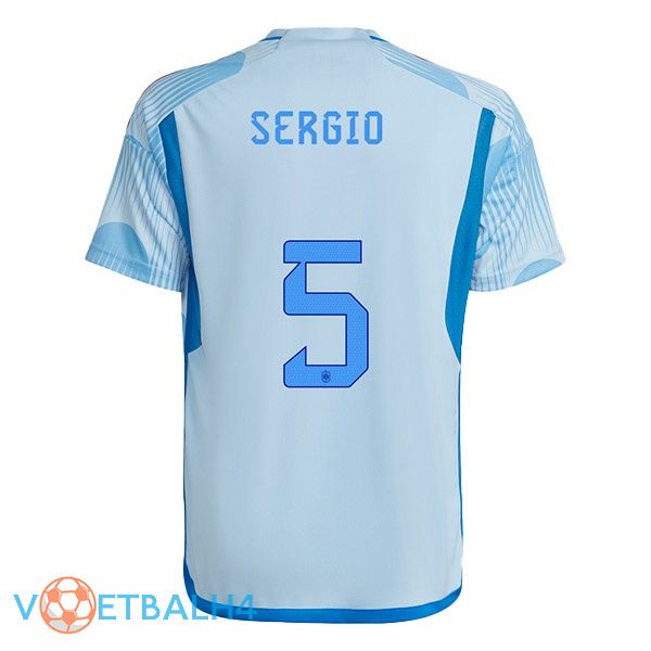 Spanje (SERGIO 5) voetbal jerseys uit blauw wit wereldbeker 2022