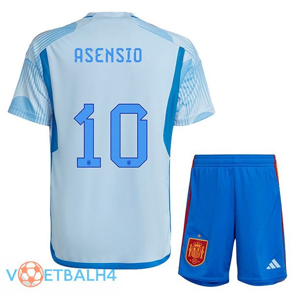 Spanje (ASENSIO 10) kinderen voetbal jerseys uit blauw wit wereldbeker 2022