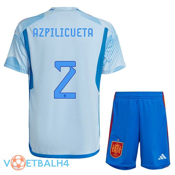 Spanje (AZPILICUETA 2) kinderen voetbal jerseys uit blauw wit wereldbeker 2022