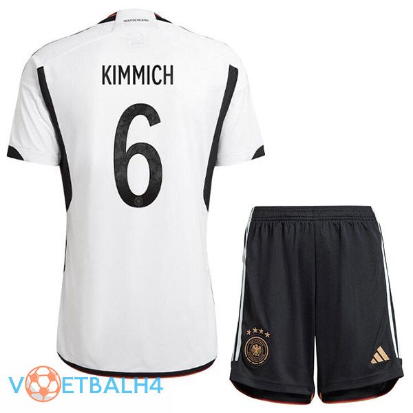 Duitsland (KIMMICH 6) kinderen voetbal jerseys thuis zwart wit wereldbeker 2022