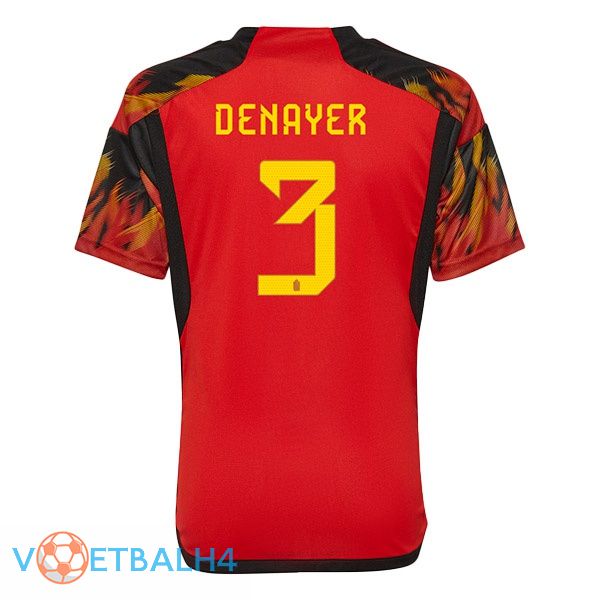 België (DENAYER 3) voetbal jerseys thuis rood wereldbeker 2022