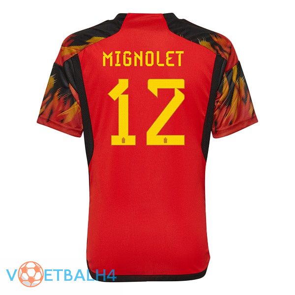 België (MIGNOLET 12) voetbal jerseys thuis rood wereldbeker 2022