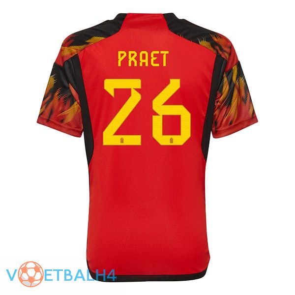 België (PRAET 26) voetbal jerseys thuis rood wereldbeker 2022