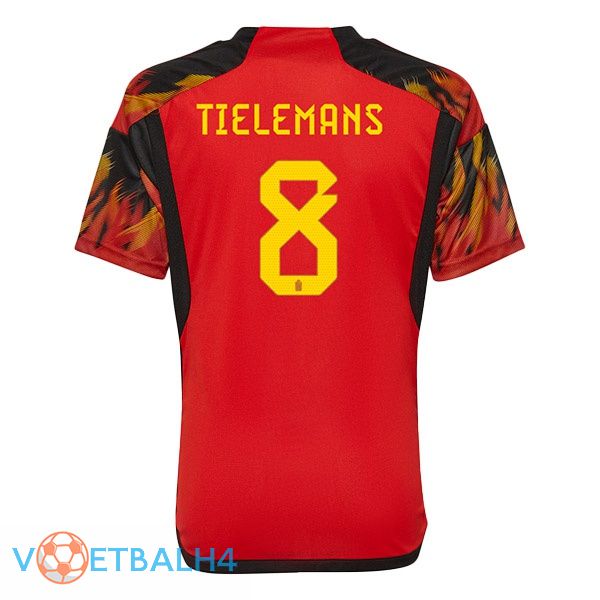 België (TIELEMANS 8) voetbal jerseys thuis rood wereldbeker 2022