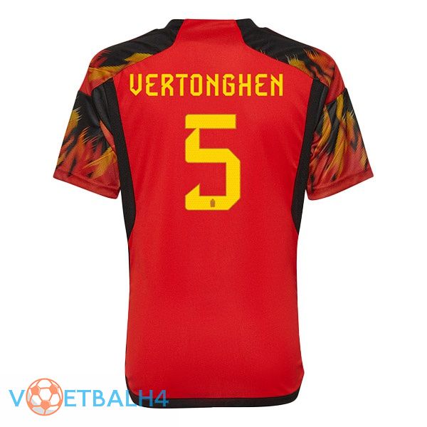 België (VERTONGHEN 5) voetbal jerseys thuis rood wereldbeker 2022