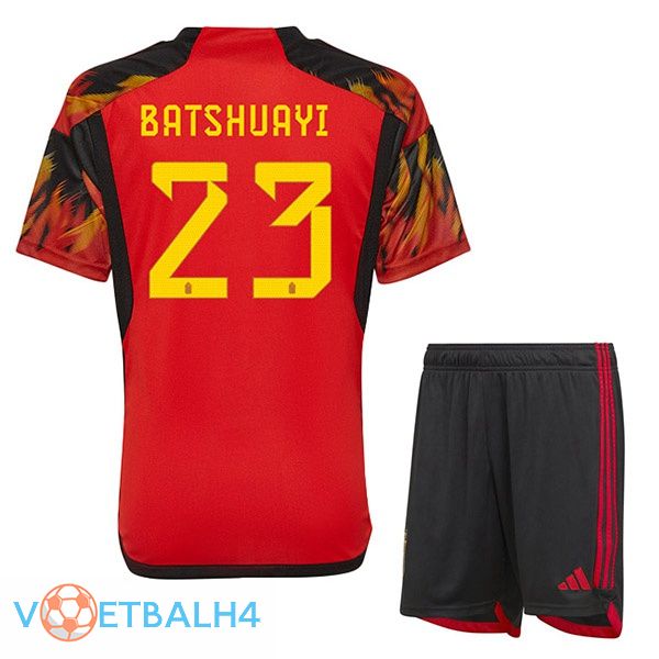 België (BATSHUAYI 23) kinderen voetbal jerseys thuis rood wereldbeker 2022