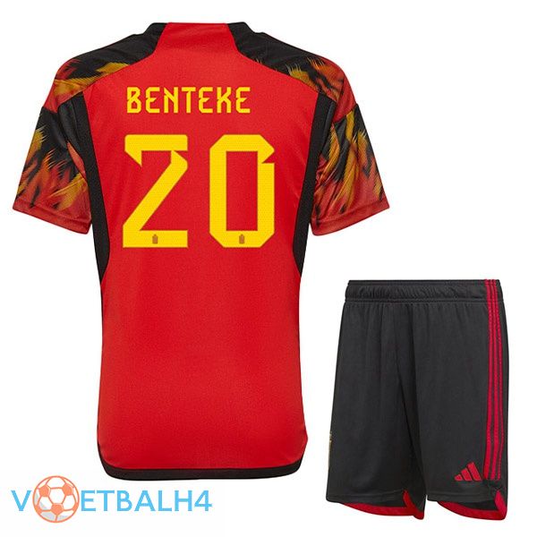 België (BENTEKE 20) kinderen voetbal jerseys thuis rood wereldbeker 2022