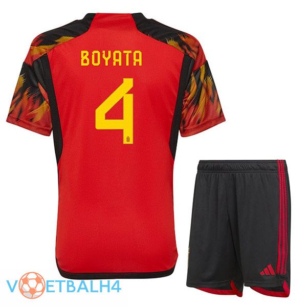 België (BOYATA 4) kinderen voetbal jerseys thuis rood wereldbeker 2022