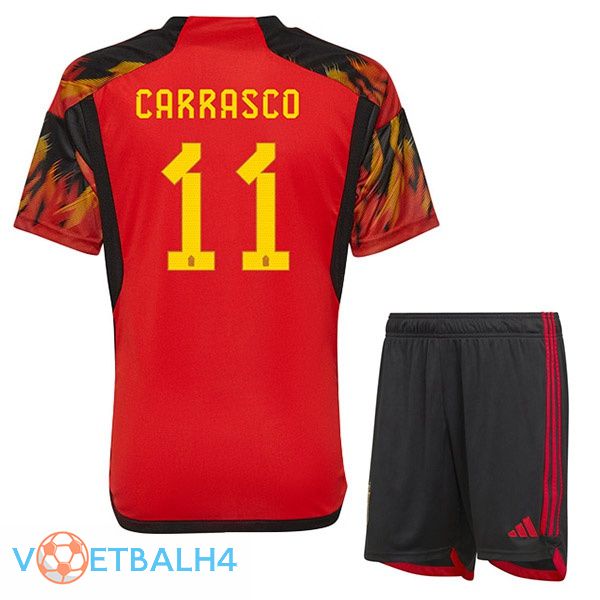 België (CARRASCO 11) kinderen voetbal jerseys thuis rood wereldbeker 2022