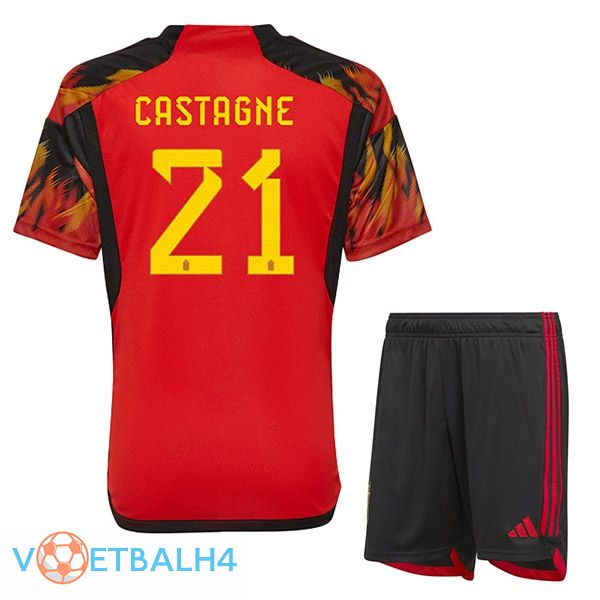 België (CASTAGNE 21) kinderen voetbal jerseys thuis rood wereldbeker 2022