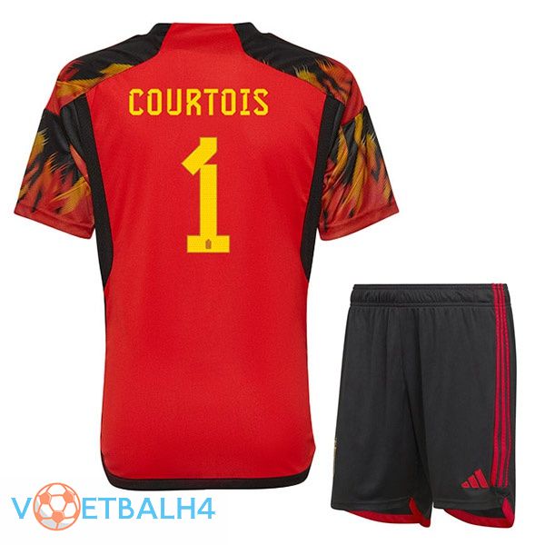 België (COURTOIS 1) kinderen voetbal jerseys thuis rood wereldbeker 2022