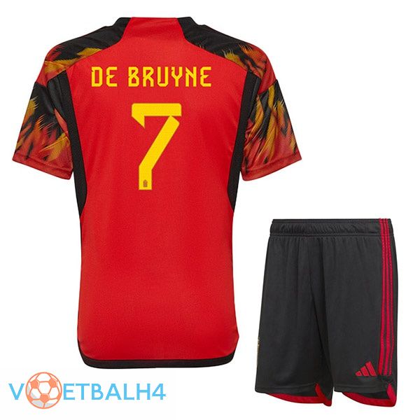 België (De BRUYNE 7) kinderen voetbal jerseys thuis rood wereldbeker 2022