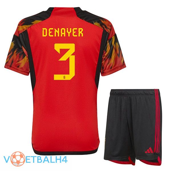 België (DENAYER 3) kinderen voetbal jerseys thuis rood wereldbeker 2022