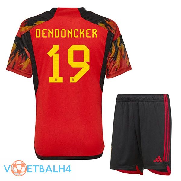 België (DENDONCKER 19) kinderen voetbal jerseys thuis rood wereldbeker 2022