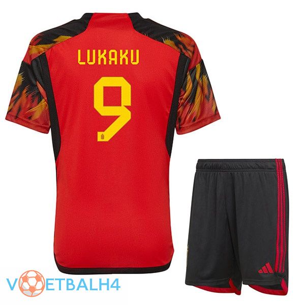 België (LUKAKU 9) kinderen voetbal jerseys thuis rood wereldbeker 2022