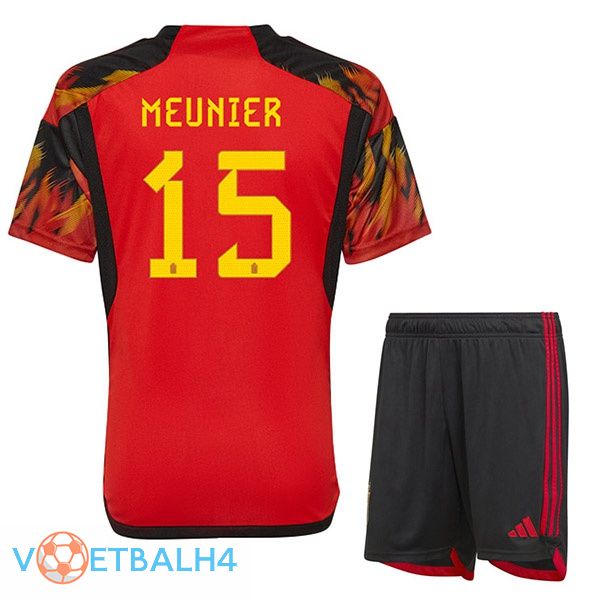 België (MEUNIER 15) kinderen voetbal jerseys thuis rood wereldbeker 2022