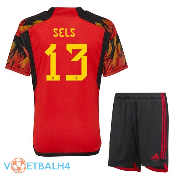 België (SELS 13) kinderen voetbal jerseys thuis rood wereldbeker 2022