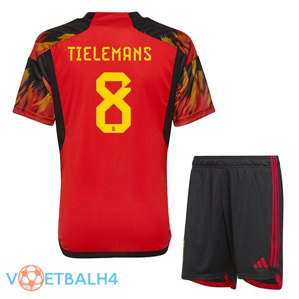 België (TIELEMANS 8) kinderen voetbal jerseys thuis rood wereldbeker 2022